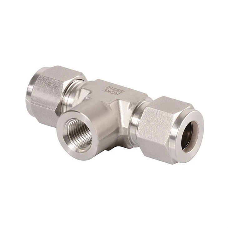 Stainless Steel Double Ferrules Female Branch Tees Tube Fitting